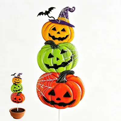Produktbild von Halloween-Gartenpfähle mit Kürbiskopf-Dekoration