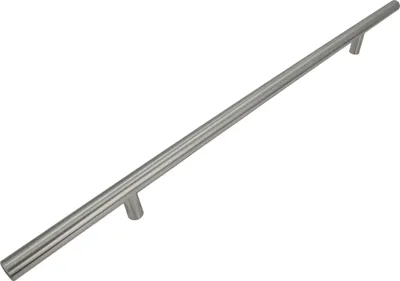 Produktbild von Moderne Möbelgriff aus gebürstetem Edelstahl mit 256 mm Befestigungsabstand – Eleganter Reling-Griff für Küchen- und Badezimmermöbel, Matt-Optik, inkl. Montageschrauben.
