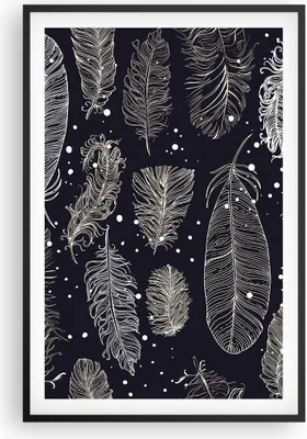 Produktbild von Gerahmtes Poster - Schwarzer Rahmen - Federn Grafiken Gliederung - 61x91,5 cm - Wand Bild - Wanddeko - Wandbilder - Wandposter - Bilderrahmen - Bilder - Kunstdruck - Wandbild - P2BPA61x91-4244