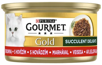 Obrázek produktu pro Purina Gourmet Gold s hovězím masem 85g Mokré krmivo pro kočky Lahodné potěšení