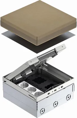 Produktbild von OBO UDHOME4 2V V Bodentank komplett 3fach VDE-Steckdose A2 1.4301 7427200