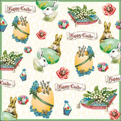 Servietten Papier 33x33cm 3-lag mit Osterhase & Ostereier Motiv 20 Stk
