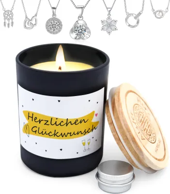 Produktbild von Schmuckkerze "Herzlichen Glückwunsch", Geschenk Frauen, Gratulation, Duftkerze im Glas, K001
