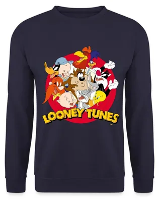 Produktbild von Spreadshirt Looney Tunes Bugs Bunny Logo Gruppenbild Uni Pullover, XXL, Navy