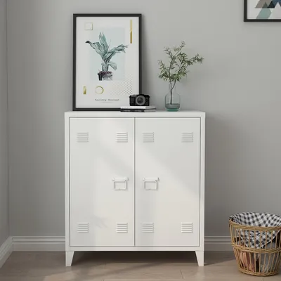 Produktbild von Metallschrank ‘Oripää’ mit 2 Türen 90 x 80 x 33 cm Weiß