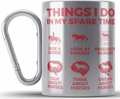 Produktbild von Trendation - Pferde Edelstahl Tasse Karabiner Lustig Reiterin Geschenk Pferde Geschenke Mädchen Pferdeliebhaber (Silber)