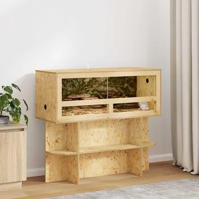 Produktbild von Terrarium 100 x 40 x 90 cm OSB Reptilienhaus mit Glasfront für Schlangen Geckos Bartagamen Holz-Terrarium für Reptilien Zubehör