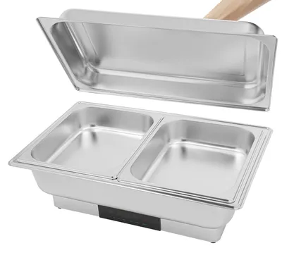 Obrázek produktu pro Ohřívač pokrmů s regulací teploty Elektrický chafing dish Buffet Set Nerezová ocel 2 misky pro bufety