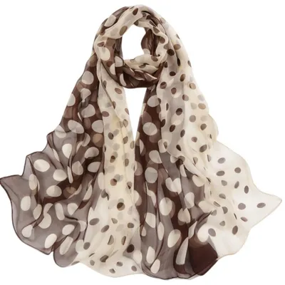 Immagine prodotto di Sciarpa da donna in chiffon, motivo a pois, dimensioni 63 x 20 cm