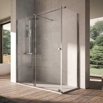 Produktbild von Duschwand mit Schiebetür VOLARÉ - 135 - 140 cm Glas 8mm ohne Sichtschutz