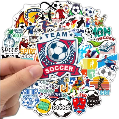 Image de Set d'autocollants de football, 50 pièces colorées, pour le bricolage des enfants, pour la décoration