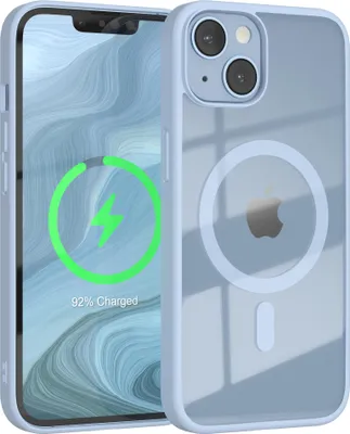 Produktbild von EAZY CASE Clear MagSafe Case für Apple iPhone 14, Qi-Charging, Silikon mit Kameraschutz, Bumper Case in Blau
