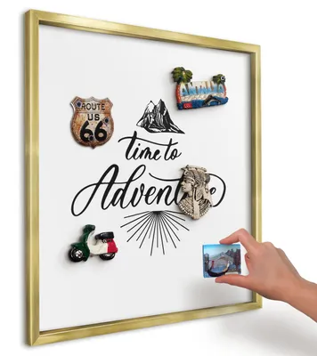 Produktbild von Magnettafel 50x50 cm mit goldenem Rahmen - Magnetische Metalltafel, Magnetpinnwand zur Wandmontage für Wohnzimmer, Küche, Flur, Kinderzimmer und Büro - Die Reise der Entdeckung