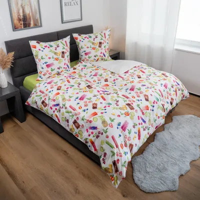 Produktbild von Janine Modern Art Mako Satin Bettwäsche - Früchte und Eis 155 x 220 cm Früchte und Eis, Sommer, bunt