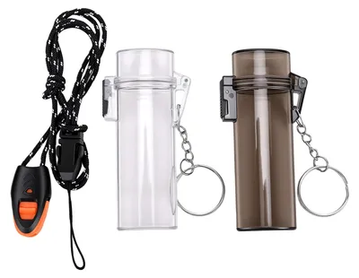 Produktbild von 2 Stück wasserdichte Aufbewahrungsboxen, schwarz und weiß, wiederverwendbare, luftdichte Kunststoffbehälter mit integriertem Signalpfeife und Seil, ideal für Wandern, Camping und Reisen