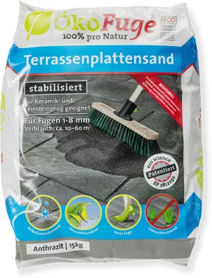 Produktbild von ÖKO FUGE Terrassenplattensand ®, Körnung:1 - 8, Verpackungseinheit:15 kg, Farbe:Anthrazit