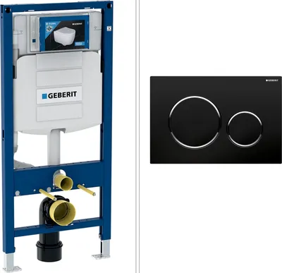 Produktbild von GEBERIT DUOFIX SIGMA WC Vorwandelement mit GEBERIT SIGMA20 Betätigungsplatte, schwarz / chrom