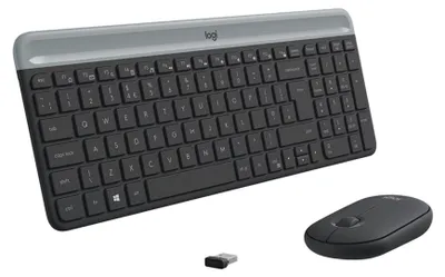 Immagine prodotto di Logitech Slim Wireless Combo MK470 - Set tastiera e mouse - senza fili - 2,4 GHz - Ceco - Grafite