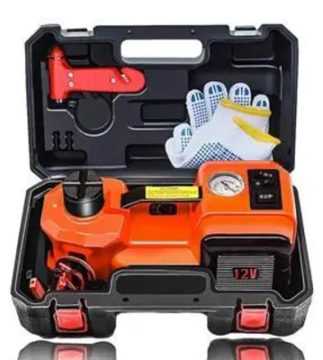 Immagine prodotto di Martinetto idraulico elettrico, gonfiatore per pneumatici, torcia LED, arancione