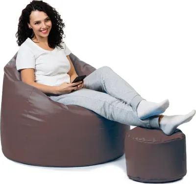 Produktbild von sunnypillow Premium XL Sitzsack mit Hocker Outdoor & Indoor mit 160L Styropor Füllung Sessel für Kinder & Erwachsene Sitzkissen Sofa Beanbag viele Farben zur Auswahl Braun