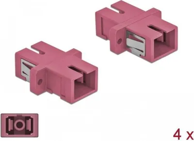 Immagine prodotto di DELOCK accoppiatore in fibra ottica SC simplex femmina a SC simplex femmina multimodale 4 pezzi viola