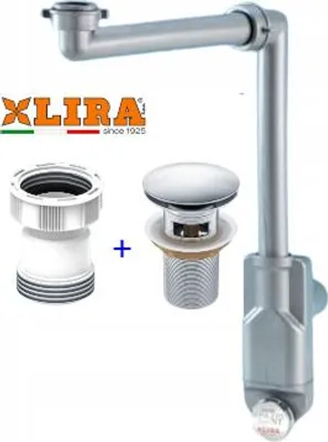 Produktbild von Domotechnika | Syphon Waschbecken - Grau-Silber Matt - Raumsparend - Mit Inspektionsmöglichkeit - Für Rollstuhlfahrer - Verlängerung zwischen Siphon und Stopfen für dicke Arbeitsplatten 55mm Ø32