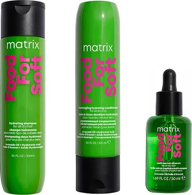 Zdjęcie produktu dla Matrix Food For Soft Hydrating: Szampon 300ml + Odżywka 300ml + Wielozadaniowy olejek do włosów Serum Avocado Oil 50ml
