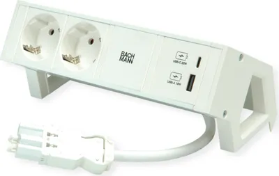 Immagine prodotto di Bachmann striscia di prese DESK2 bianco 2xCEE7/3 902.3201 (902.3201)