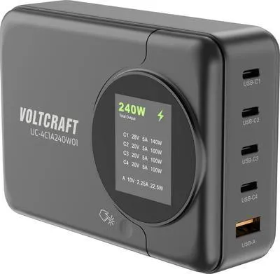 Produktbild von Voltcraft UC-4C1A240W01 USB Ladestation USB-C USB-A PD 3.0 Schwarz Innenbereich (VC-16871780)