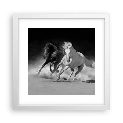 Produktbild von Gerahmtes Poster - Weißer Rahmen - Andalusier Pferde Galopp - 30x30 cm - Wand Bild - Wanddeko - Wandbilder - Kunstposter - Wandposter - Bilderrahmen - Bilder - Kunstdruck - Wandbild - P2WAC30x30-4240