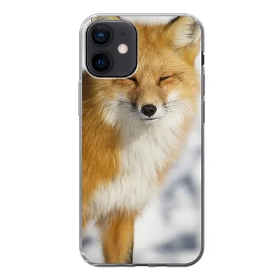 Produktbild von MuchoWow® Handyhülle Schutzhülle Hülle für iPhone 12 Fuchs - Schnee - Rot Silikon Softcase Handy Hülle - Schutzhülle