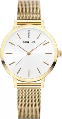 Produktbild von Damenarmbanduhr BERING 13434-331 in klassischem goldenem Fashion-Stil.
