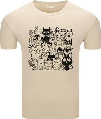 Produktbild von Diarbo Herren T-Shirt mit Tierliebhaber Druck Lustige Katze Beige Gr.M