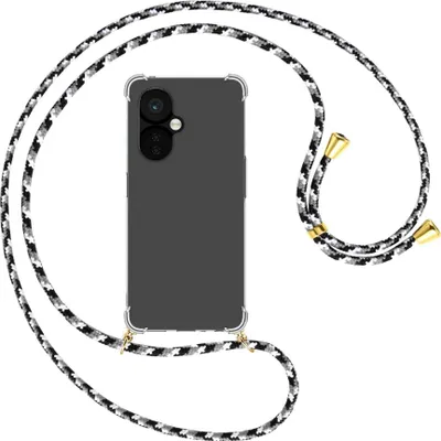 Produktbild von Handykette Backcover-Schutzhülle mit Band (Metall goldfarben) für OnePlus Nord CE 3 5G (6.7'') - schwarz/grau/weiß