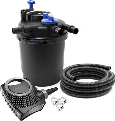 Obrázok produktu pre SunSun kompletná sada: CPF-2500 rybníkový tlakový filter do 6000 l s 11-wattovým UV-C čističom, NEO-2800 SuperECO rybníkové čerpadlo 3000l/h 10W, 5m rybníková hadica 32 mm (1 1/4"), hadicové svorky W1 44-47mm