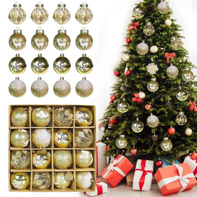 Productafbeelding van Set van 16 Plastic Kerstballen voor de Kerstboom