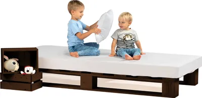 Produktbild von sunnypillow Palettenbett aus Holz Holzbett 100x200 cm Palisander Massivholzbett Bett aus Paletten Fichte europalette Palisander Loft 80 90 100 120 140 160 180 200 220 240 x 200cm