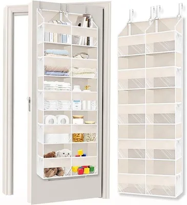 Zdjęcie produktu dla Duży organizer wiszący na drzwiach, 10 przegródek, nośność 80 funtów, kolor beżowy, na zabawki i koszyczki