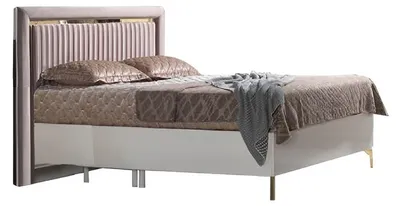 Produktbild von Bett Doppelbett Schlafzimmer 160сm Matratze Beige moderner Stil Hochwertig