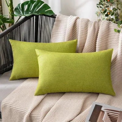 Produktbild von Famanu Set von 2 Wasserfesten Dekokissenhüllen 40x60 cm Polyester Leinenoptik Grün