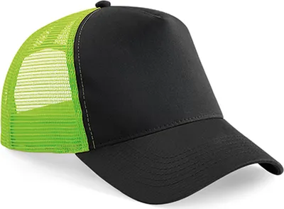 Image de Beechfield B640 | Snapback Trucker Cap / Casquette / Bonnet / Chapeau - Couleur : Black/Lime Green - Taille : One Size