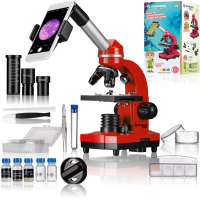 Produktbild von Bresser Optics JUNIOR BIOLUX SEL, Optisches Mikroskop, Rot, Aluminium, Kunststoff, 1600x, 40x, 10x - 20x