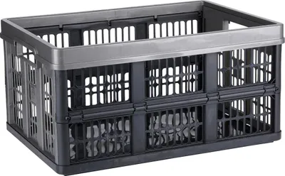 Produktbild von Dirt Devil Klappkiste 45 L – Klappbox für Einkäufe – Zusammenklappbare Box Stapelbar – Griffe Belüftet – Schwarz