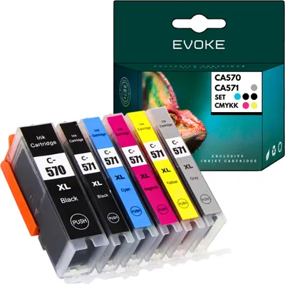 A set of ink cartridges and their packaging.