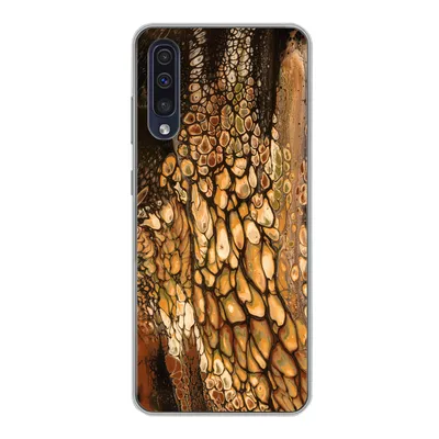 Produktbild von MuchoWow® Handyhülle Schutzhülle Hülle für Samsung Galaxy A30s Farbe - Braun - Farbe gießen Silikon Softcase Handy Hülle - Karteninhaber