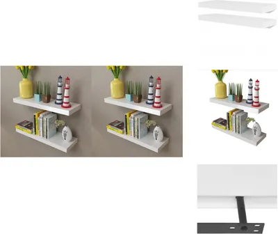 Image de vidaXL Étagères murales 4 pcs. Blanc 60 cm - Étagères murales