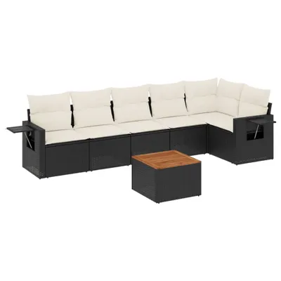 Produktbild von vidaXL 7-tlg. Garten-Sofagarnitur mit Kissen Schwarz Poly Rattan