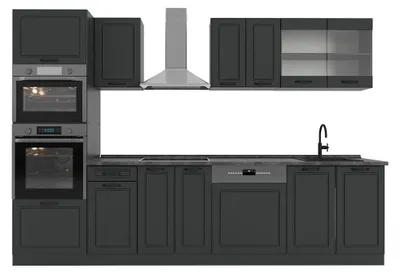 Produktbild von Küchenzeile Vicco R-Line Anthrazit Landhaus 300 cm mit Hochschrank, ohne Arbeitsplatte, Model 53356