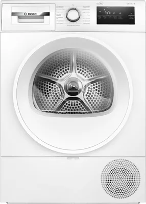 Produktbild von Bosch Serie 4 WTH85VU7AT, Freistehend, Frontlader, Wärmepumpe, Weiß, Touchsteuerung, Drehregler, Rechts