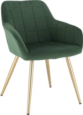 Obrázek produktu pro Jídelní židle Happyment Jero – tmavě zelený samet – zlaté kovové nohy – Deluxe – ergonomická – výška sedáku 47 cm – židle do obývacího pokoje – kuchyňská židle – samostatná židle  – 1 kus